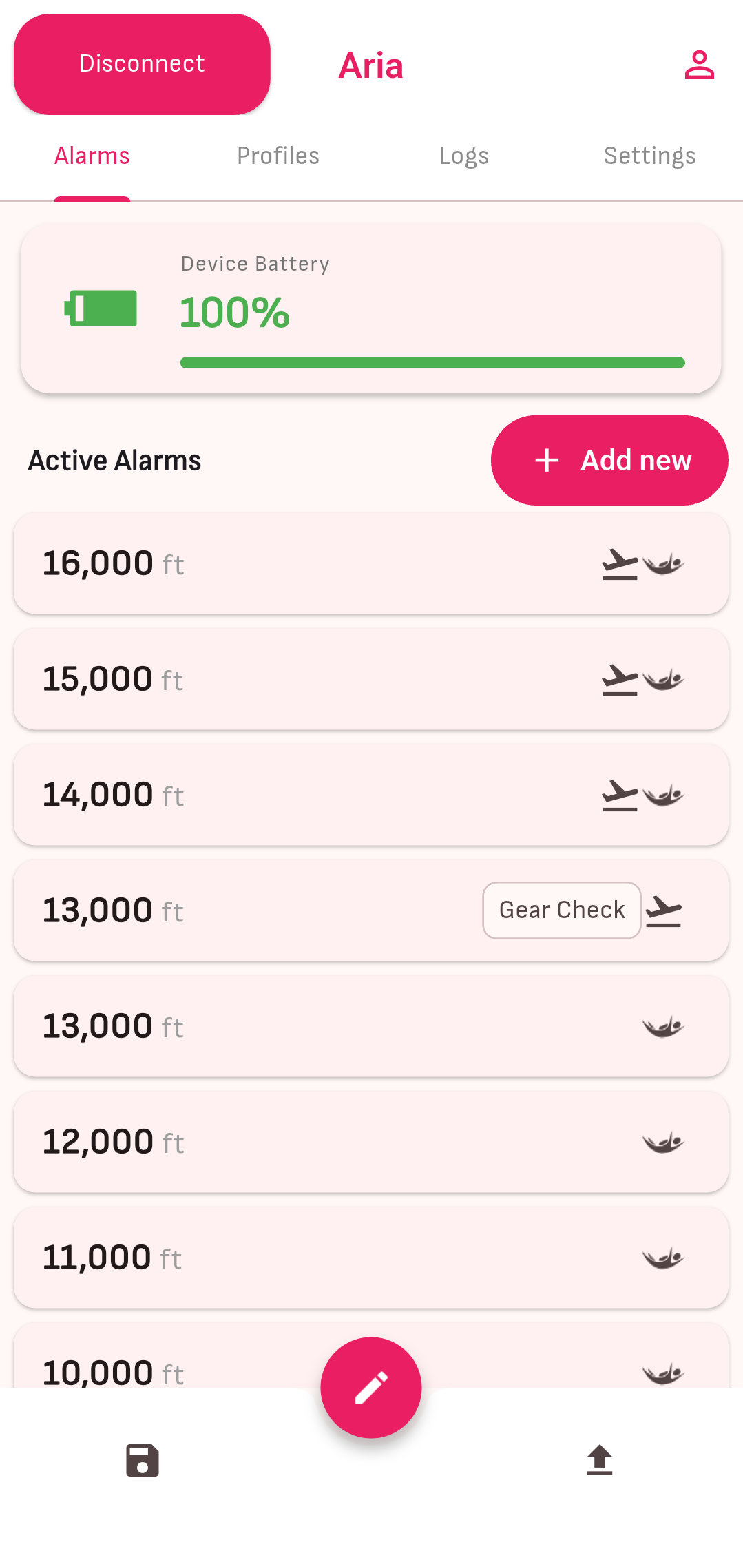 AON2 Aria audible altimeter app for skydiving